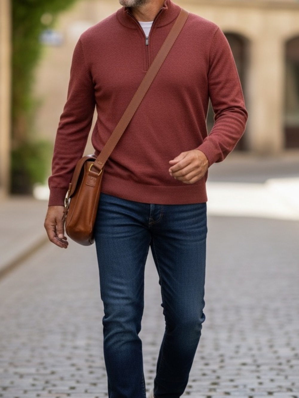 Banana Republic Baruffa Merino Wool Quarter Zip Sweater M